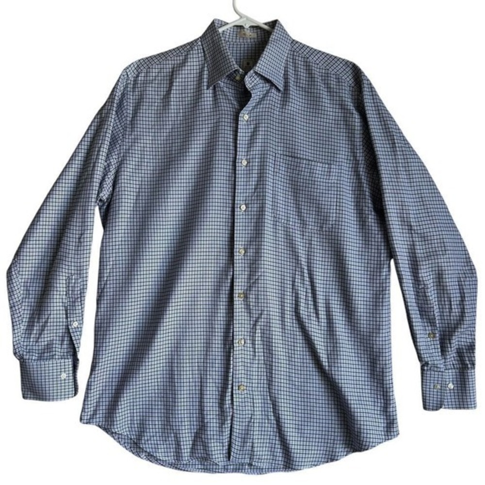 Peter Millar Button‎ Down Shirt Lavender Black Checkered Cotton Mens Large